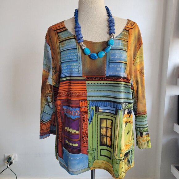Vintage Jessica Max Women’s Art Deco Shirt (Size: Large) - Picture 2 of 14